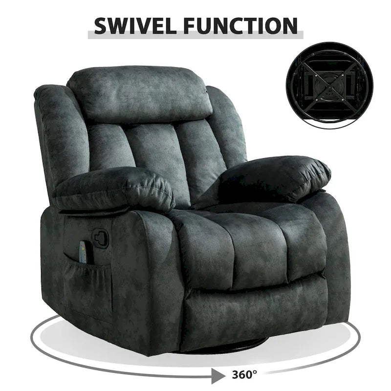 Fauteuil massant à bascule une place en tissu marron/gris