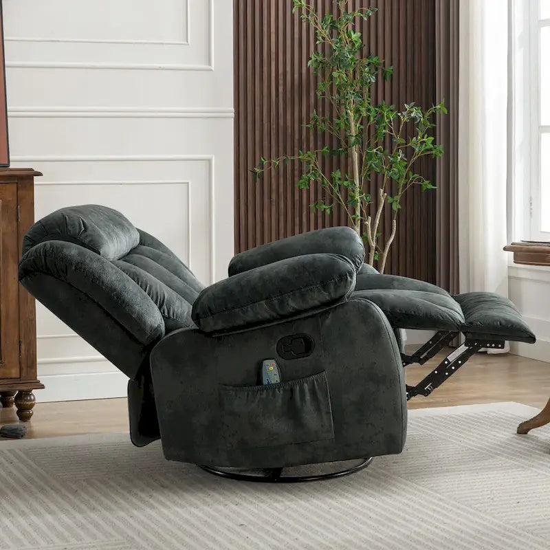 Fauteuil massant à bascule une place en tissu marron/gris