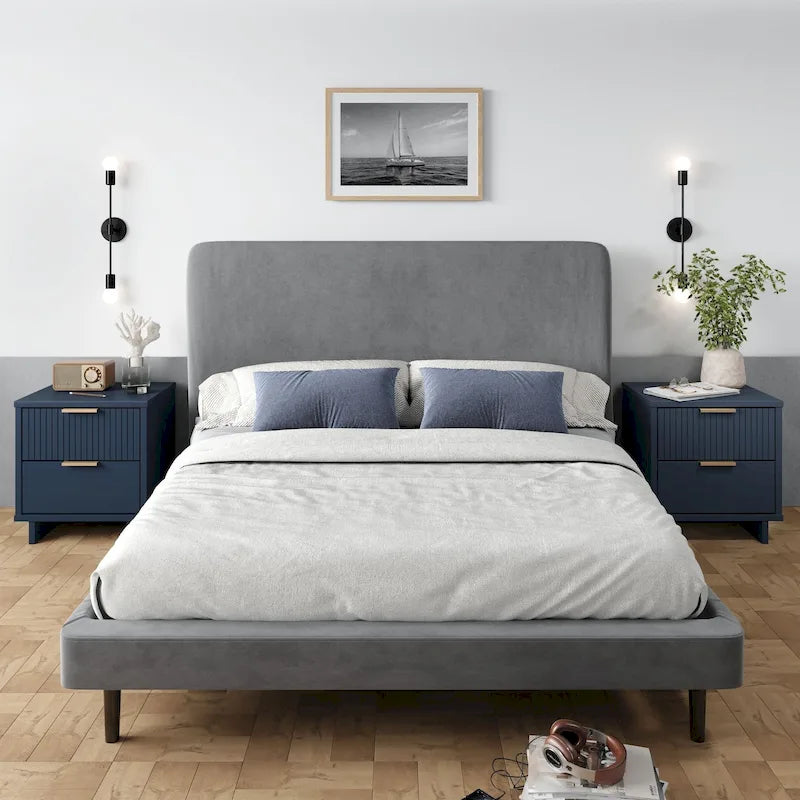 Table de chevet à 2 tiroirs avec façade rainurée, lot de 2 (6 couleurs)