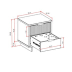 Table de chevet à 2 tiroirs avec façade rainurée, lot de 2 (6 couleurs)