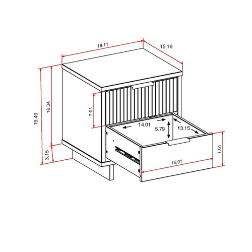 Table de chevet à 2 tiroirs avec façade rainurée, lot de 2 (6 couleurs)