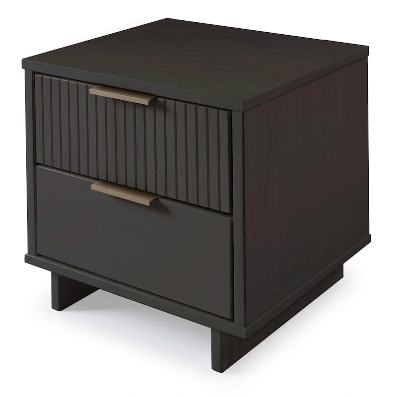 Table de chevet à 2 tiroirs avec façade rainurée, lot de 2 (6 couleurs)