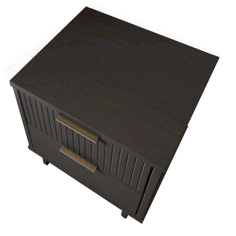 Table de chevet à 2 tiroirs avec façade rainurée, lot de 2 (6 couleurs)