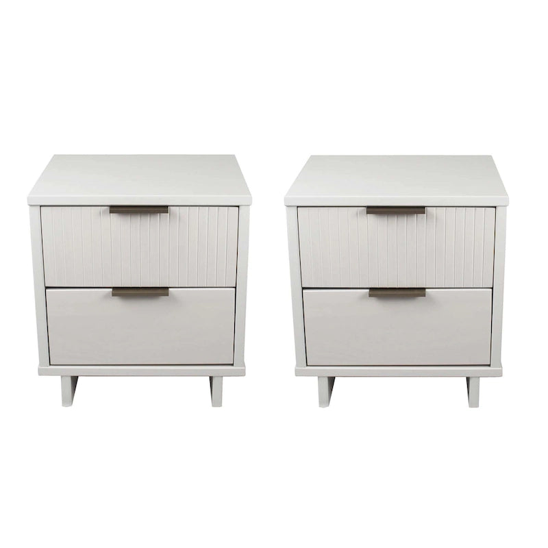 Table de chevet à 2 tiroirs avec façade rainurée, lot de 2 (6 couleurs)