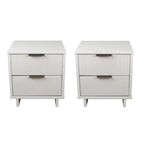 Table de chevet à 2 tiroirs avec façade rainurée, lot de 2 (6 couleurs)
