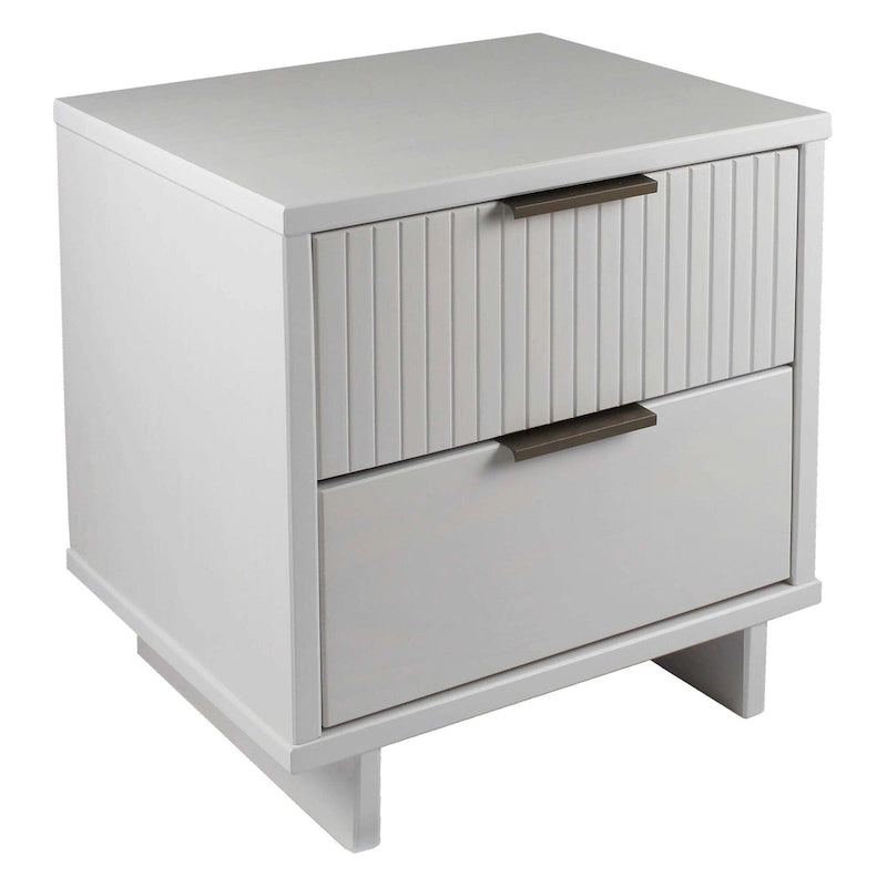 Table de chevet à 2 tiroirs avec façade rainurée, lot de 2 (6 couleurs)