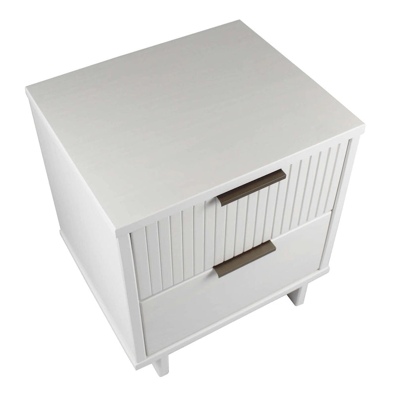 Table de chevet à 2 tiroirs avec façade rainurée, lot de 2 (6 couleurs)