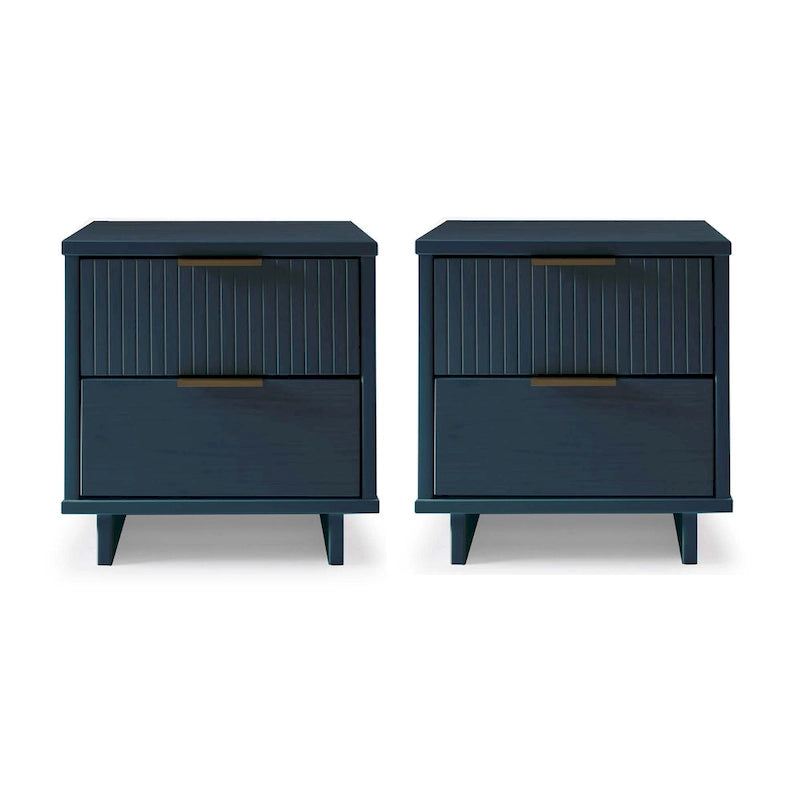 Table de chevet à 2 tiroirs avec façade rainurée, lot de 2 (6 couleurs)