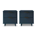 Table de chevet à 2 tiroirs avec façade rainurée, lot de 2 (6 couleurs)