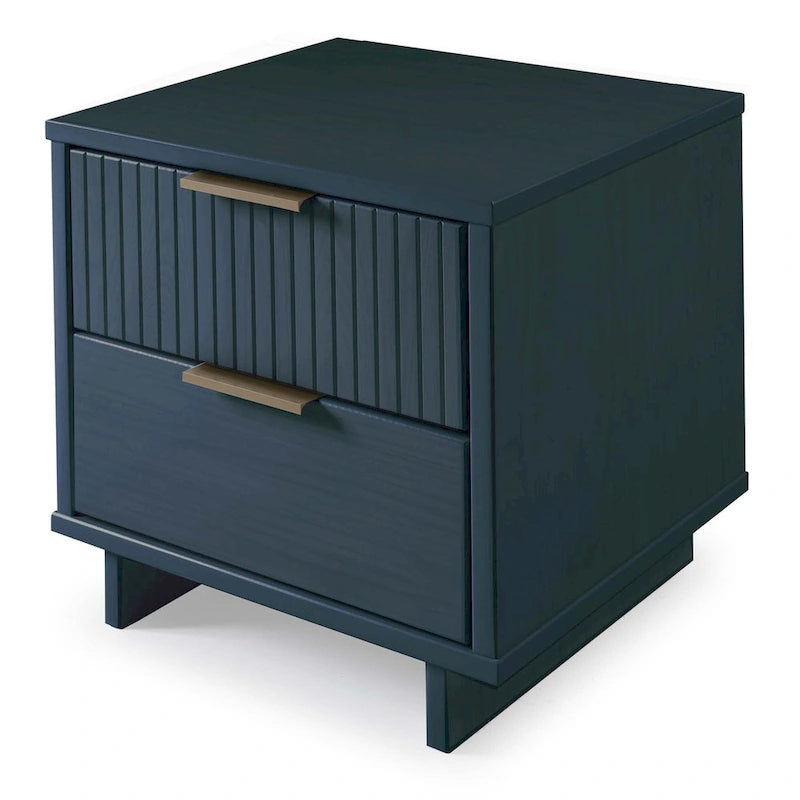 Table de chevet à 2 tiroirs avec façade rainurée, lot de 2 (6 couleurs)
