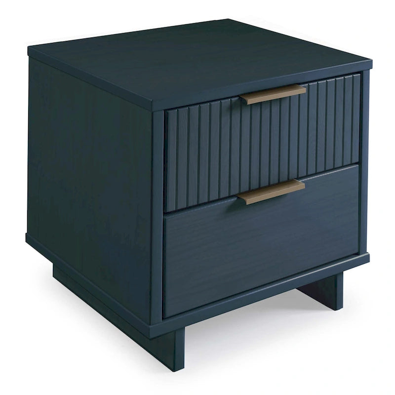 Table de chevet à 2 tiroirs avec façade rainurée, lot de 2 (6 couleurs)