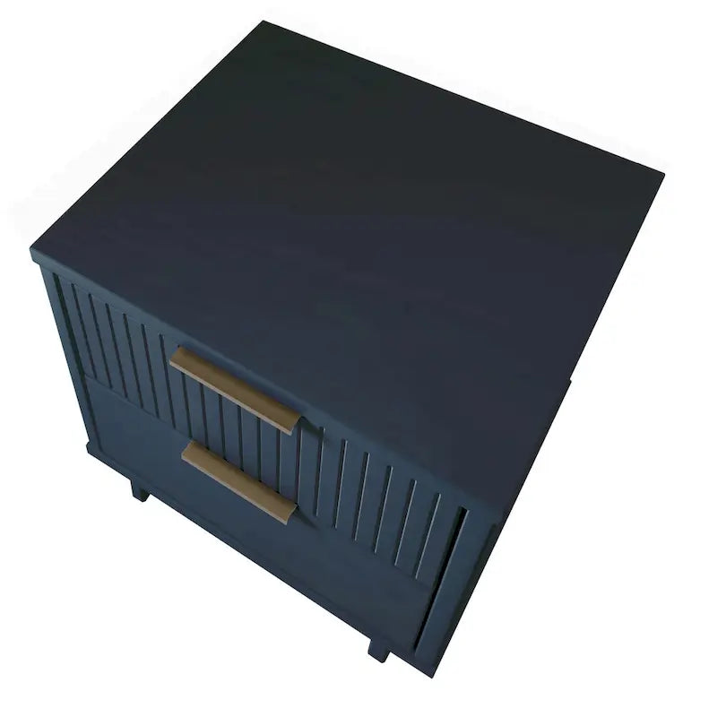 Table de chevet à 2 tiroirs avec façade rainurée, lot de 2 (6 couleurs)