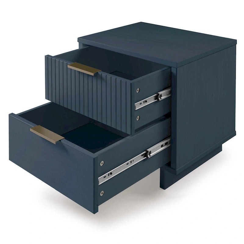 Table de chevet à 2 tiroirs avec façade rainurée, lot de 2 (6 couleurs)