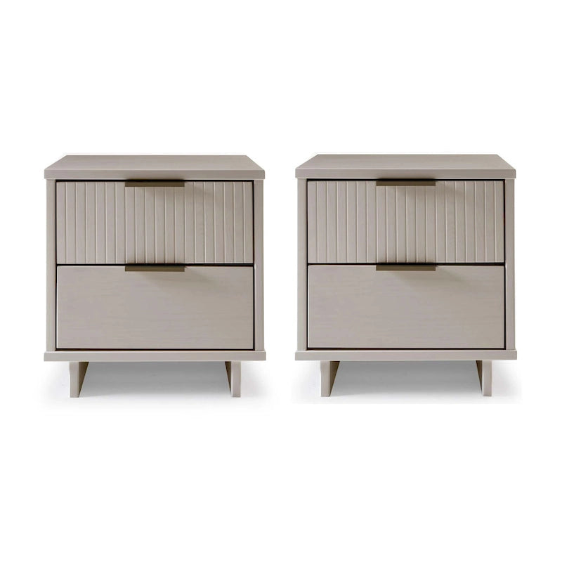 Table de chevet à 2 tiroirs avec façade rainurée, lot de 2 (6 couleurs)