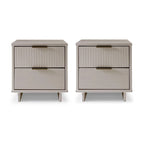 Table de chevet à 2 tiroirs avec façade rainurée, lot de 2 (6 couleurs)