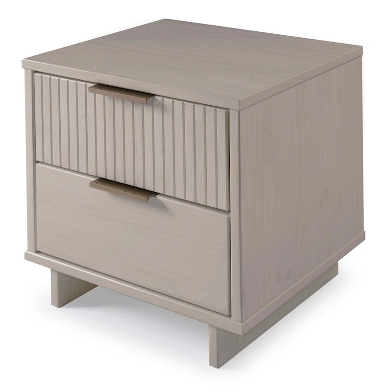 Table de chevet à 2 tiroirs avec façade rainurée, lot de 2 (6 couleurs)