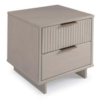 Table de chevet à 2 tiroirs avec façade rainurée, lot de 2 (6 couleurs)