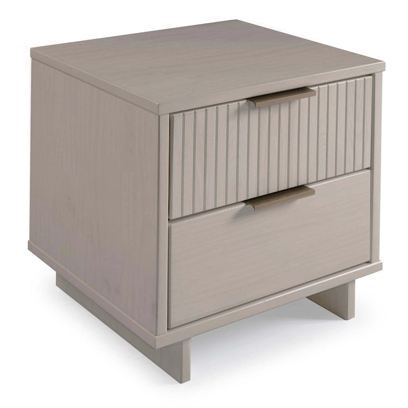 Table de chevet à 2 tiroirs avec façade rainurée, lot de 2 (6 couleurs)