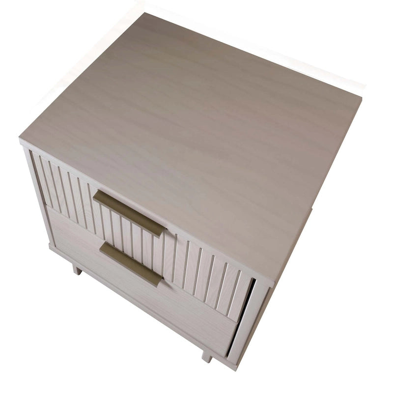 Table de chevet à 2 tiroirs avec façade rainurée, lot de 2 (6 couleurs)