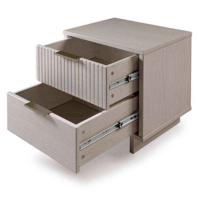 Table de chevet à 2 tiroirs avec façade rainurée, lot de 2 (6 couleurs)