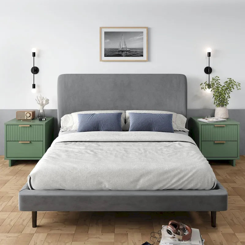 Table de chevet à 2 tiroirs avec façade rainurée, lot de 2 (6 couleurs)