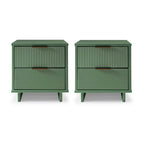 Table de chevet à 2 tiroirs avec façade rainurée, lot de 2 (6 couleurs)
