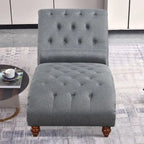 Chaise longue sans accoudoirs capitonnée beige/grise avec oreiller traversin, 1 place