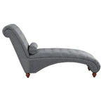 Chaise longue sans accoudoirs capitonnée beige/grise avec oreiller traversin, 1 place