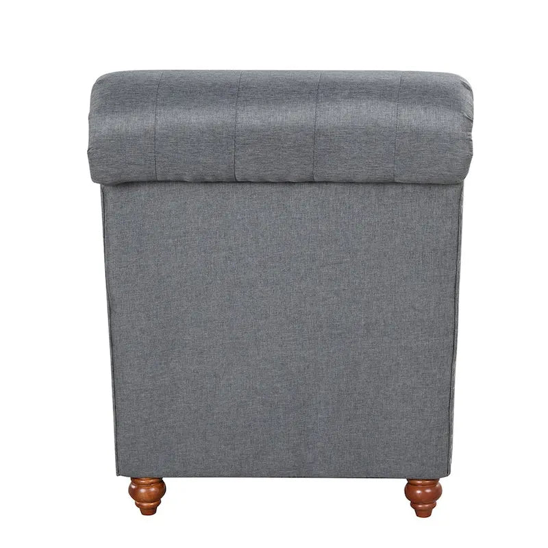 Chaise longue sans accoudoirs capitonnée beige/grise avec oreiller traversin, 1 place