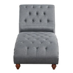 Chaise longue sans accoudoirs capitonnée beige/grise avec oreiller traversin, 1 place