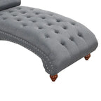 Chaise longue sans accoudoirs capitonnée beige/grise avec oreiller traversin, 1 place