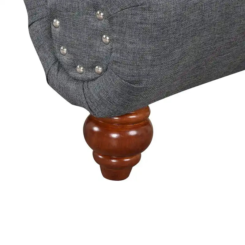 Chaise longue sans accoudoirs capitonnée beige/grise avec oreiller traversin, 1 place