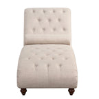 Chaise longue sans accoudoirs capitonnée beige/grise avec oreiller traversin, 1 place
