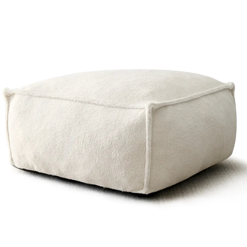 Pouf poire en tissu bouclette, 1 personne, 71 x 71 cm, beige/kaki