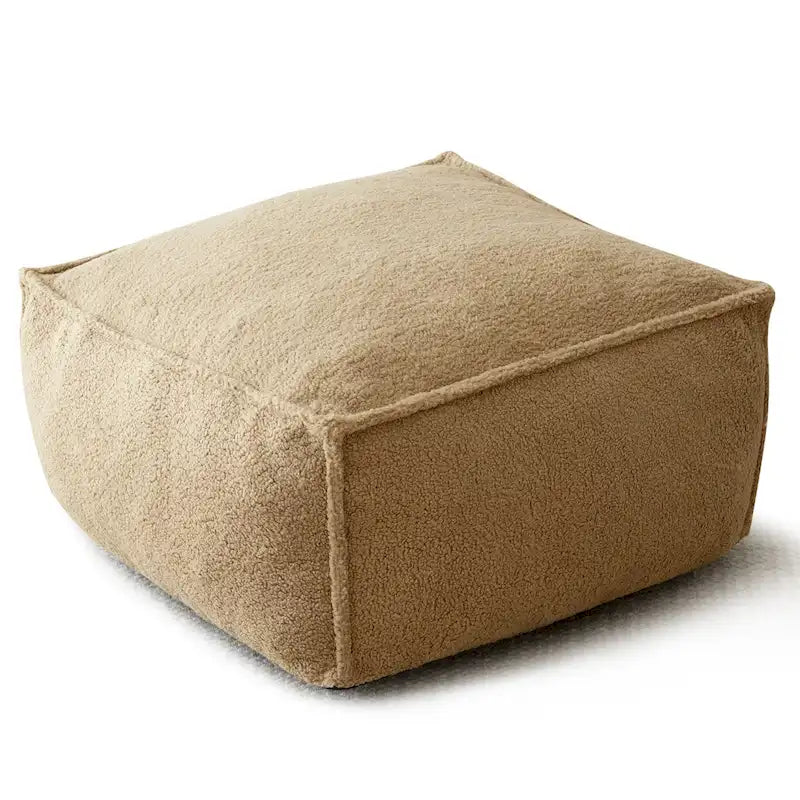 Pouf poire en tissu bouclette, 1 personne, 71 x 71 cm, beige/kaki