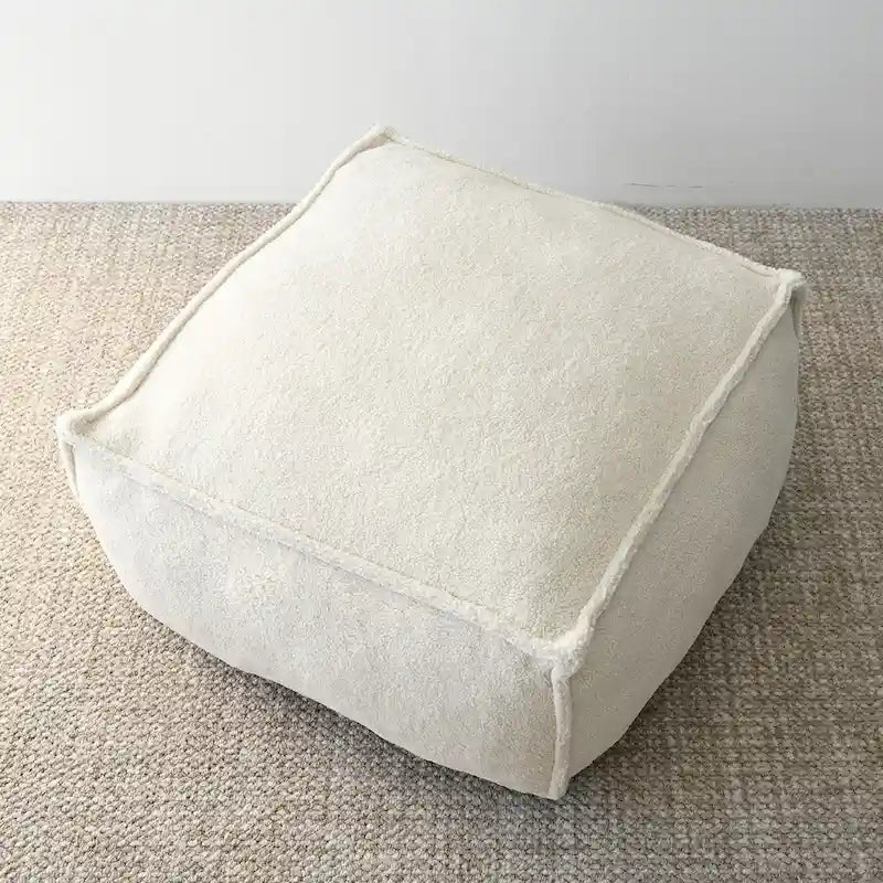 Pouf poire en tissu bouclette, 1 personne, 71 x 71 cm, beige/kaki