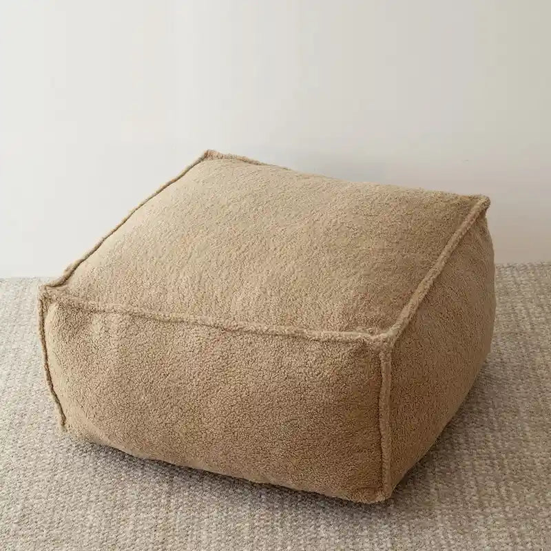 Pouf poire en tissu bouclette, 1 personne, 71 x 71 cm, beige/kaki