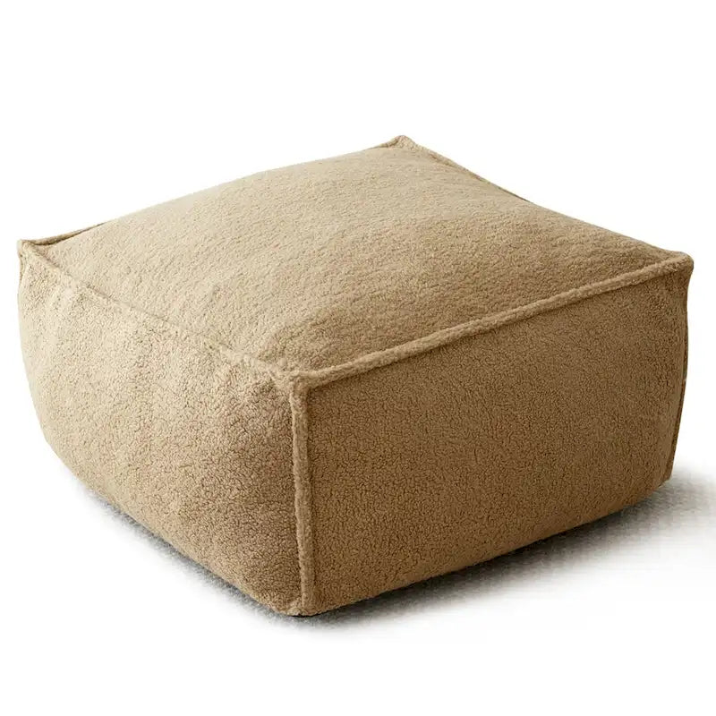 Pouf poire en tissu bouclette, 1 personne, 71 x 71 cm, beige/kaki