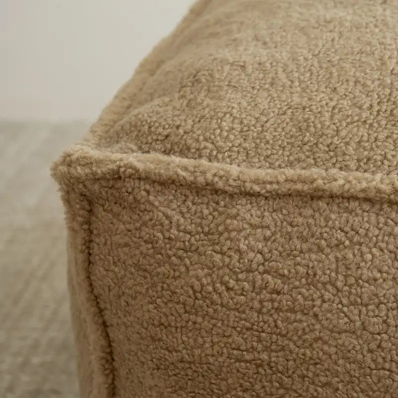 Pouf poire en tissu bouclette, 1 personne, 71 x 71 cm, beige/kaki