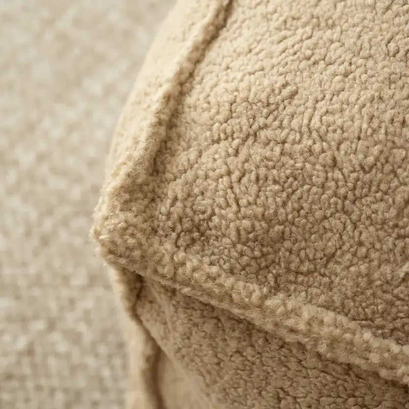 Pouf poire en tissu bouclette, 1 personne, 71 x 71 cm, beige/kaki