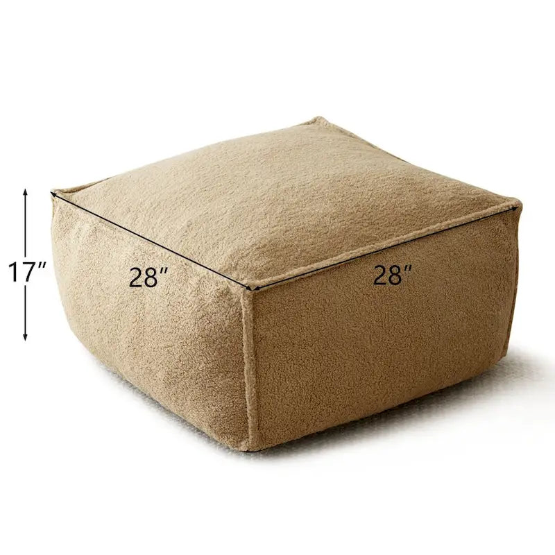 Pouf poire en tissu bouclette, 1 personne, 71 x 71 cm, beige/kaki