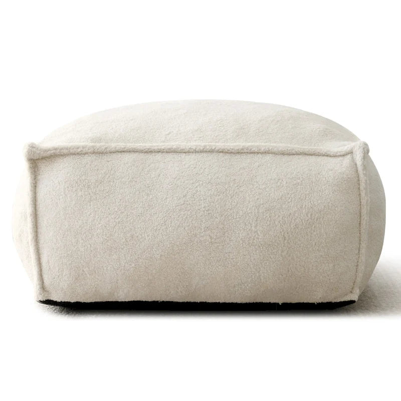 Pouf poire en tissu bouclette, 1 personne, 71 x 71 cm, beige/kaki