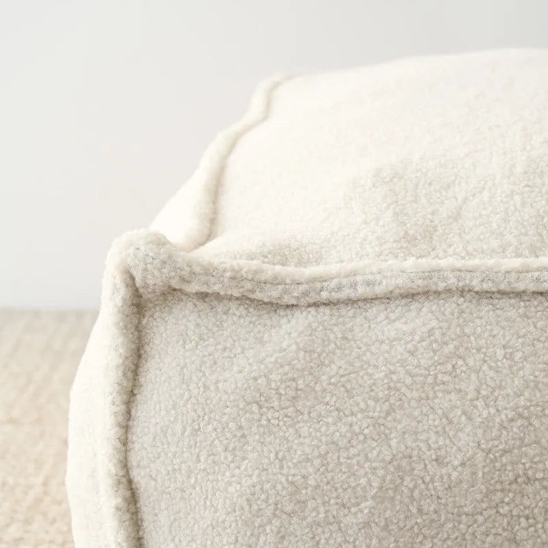 Pouf poire en tissu bouclette, 1 personne, 71 x 71 cm, beige/kaki