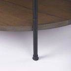 Table basse ronde à plateau en marbre blanc et étagère en bois, 2 niveaux