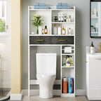 Meuble de rangement blanc sur WC avec tiroirs et étagères, 1 personne