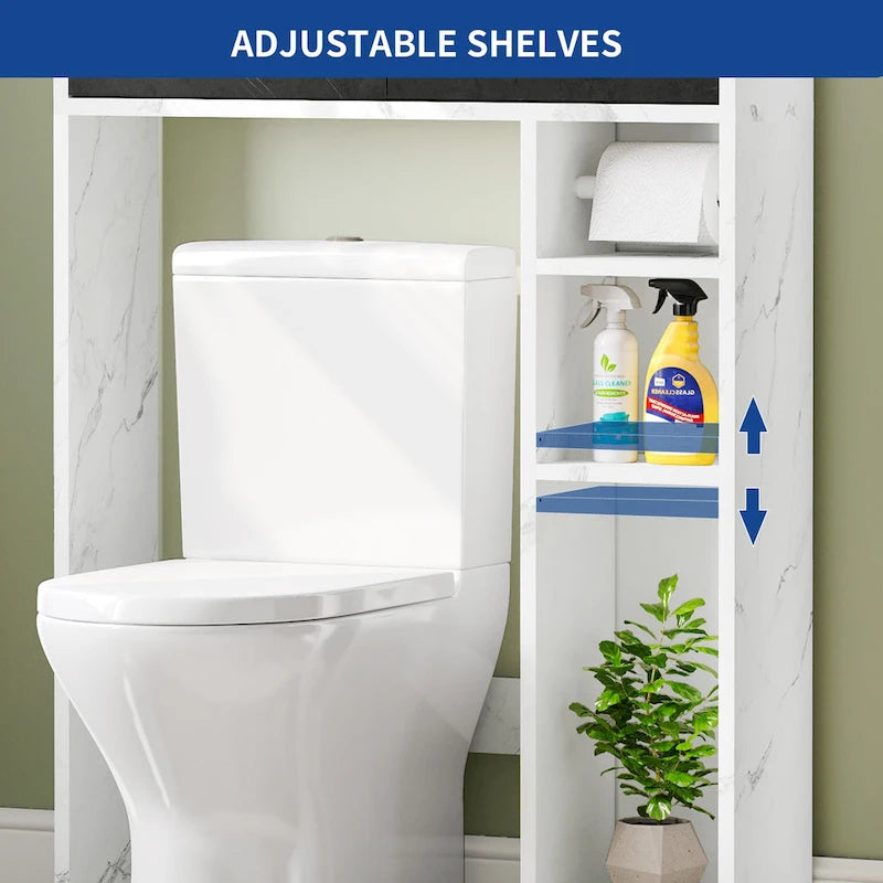 Meuble de rangement blanc sur WC avec tiroirs et étagères, 1 personne