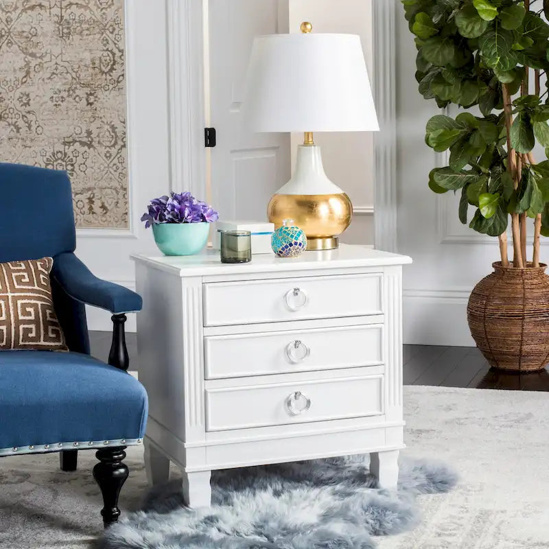 SAFAVIEH Georgeann White 3-Drawer Nightstand