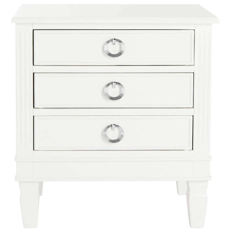 Table de chevet 3 tiroirs style français gris/blanc – 1 personne
