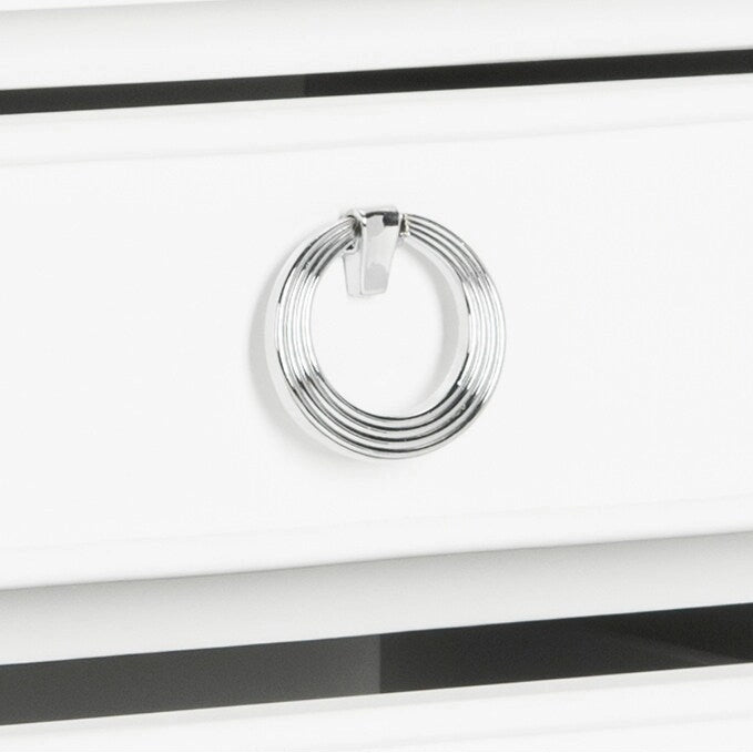 Table de chevet 3 tiroirs style français gris/blanc – 1 personne