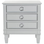 Table de chevet 3 tiroirs style français gris/blanc – 1 personne